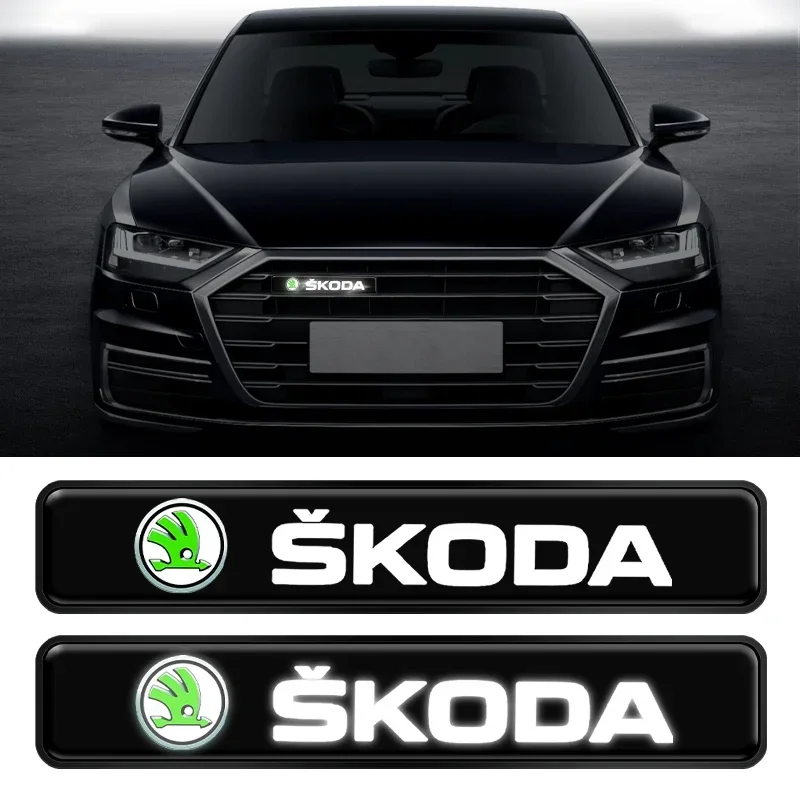 

Car Front Hood Grille Emblem Labeling LED Decorative Lights For Skoda Fabia 2 Octavia a 5 a 7 2 Superb Rapid Yeti Karoq Kamiq
