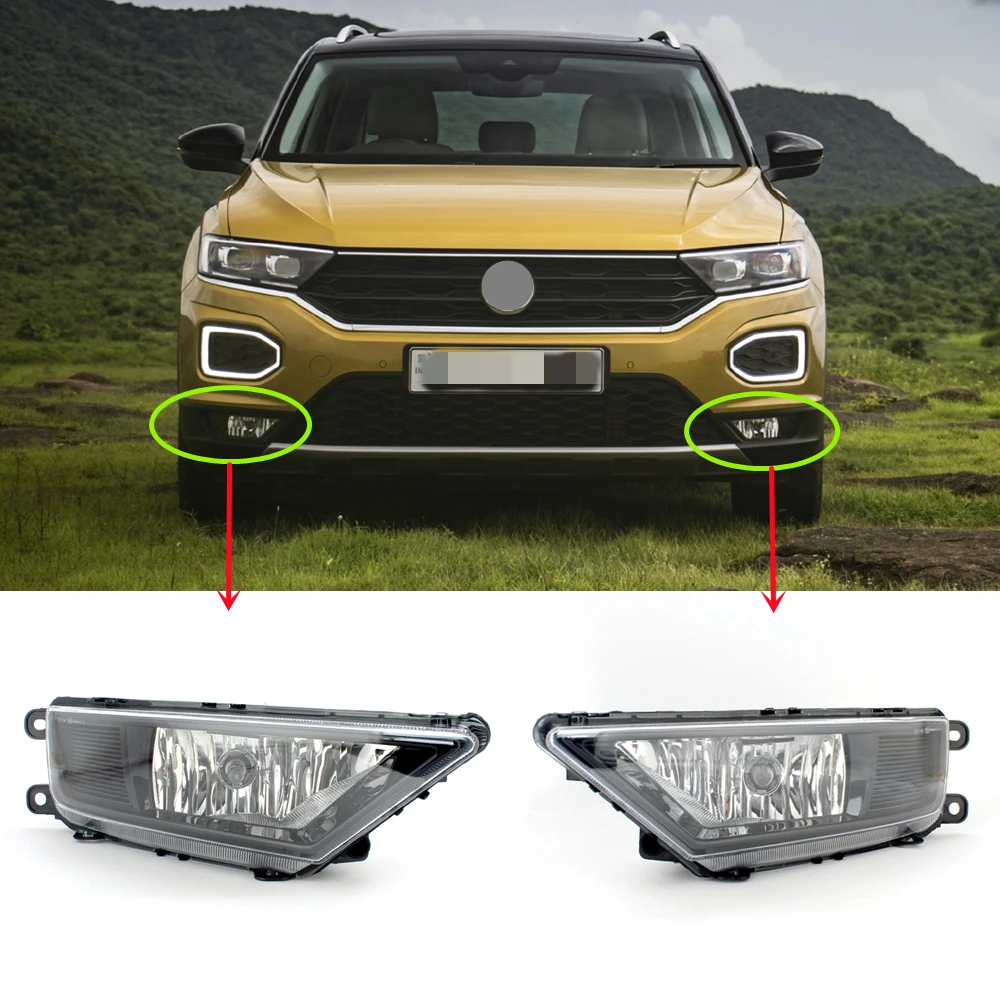 

Car Lights For VW T-Roc 2017 2018 2019 2020 2021 Front Halogen Fog Lamps Lights With Halogen Bulbs