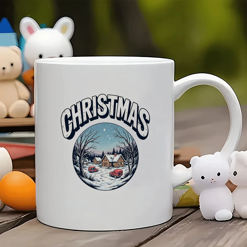

11oz cartoon Christmas mug + festive atmosphere illustration Christmas gift kids cup family office coffee mug