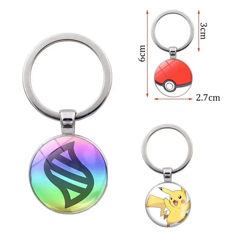 

[New Product]Pokémon Keychain Pikachu Fashion Creativity Double-sided Glass Marble Keychain Exquisite Anti-loss Keychain Gifts