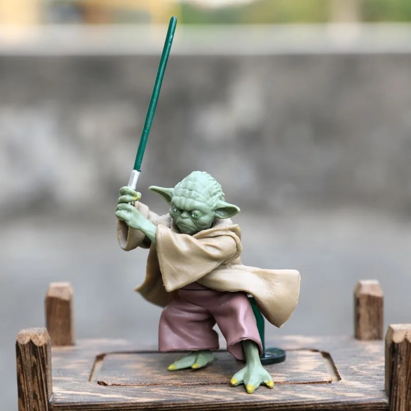 7CM Star Wars Mandalorian Master YODA with Sword Action Figure Model Toy Car Decor Attachment PVC Effigy Collecting Dolls Gift