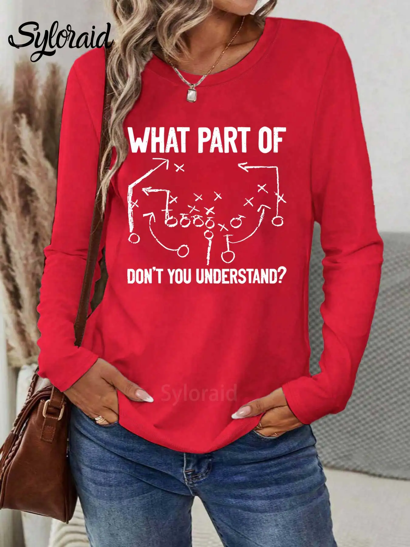 Dames T-shirt met lange mouwen Voetbalspel T-shirt Wat deel van begrijp je niet Shirt Mode Ronde hals Casual top