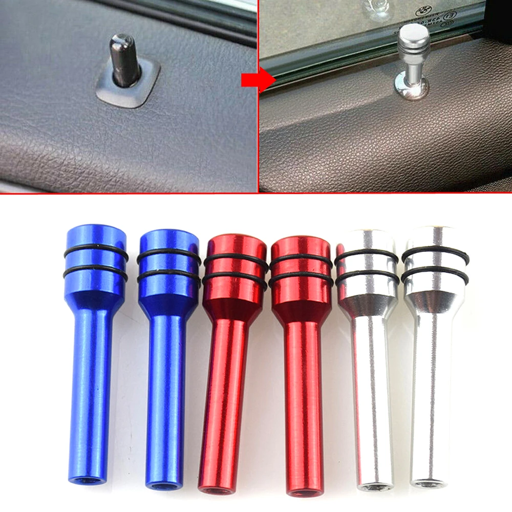 

2Pcs Car Aluminum Alloy Security Door Lock Pins Cap Truck Interior Door Latch Lock Knob Pull Pins Universal Interior Accessories