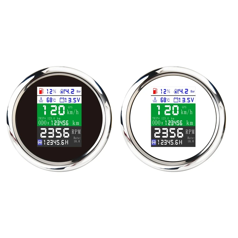 85MM 6-In-1 Multi-Functional GPS Speedometer Tachometer Fuel Level Water Temp Oil Pressure Gauge Voltmeter Alarm