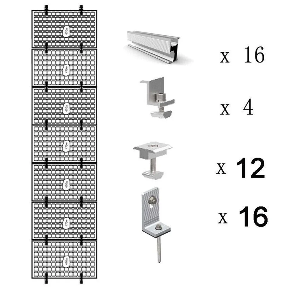 4/6 Sets Solar Panel Roof Solar Rail Bracket For 30/35mm Solar Panel PV Profile Alu Mounting Rail Flat Roof Solar Rail