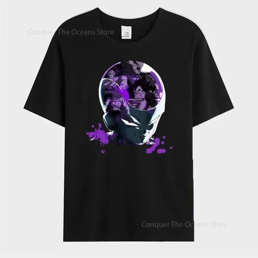 Japanese Anime Frieza Printed Men\'s T-Shirt Goku Summer Short Sleeves Cosplay Tees High Quality Casual Streetwear Women\'s Tops