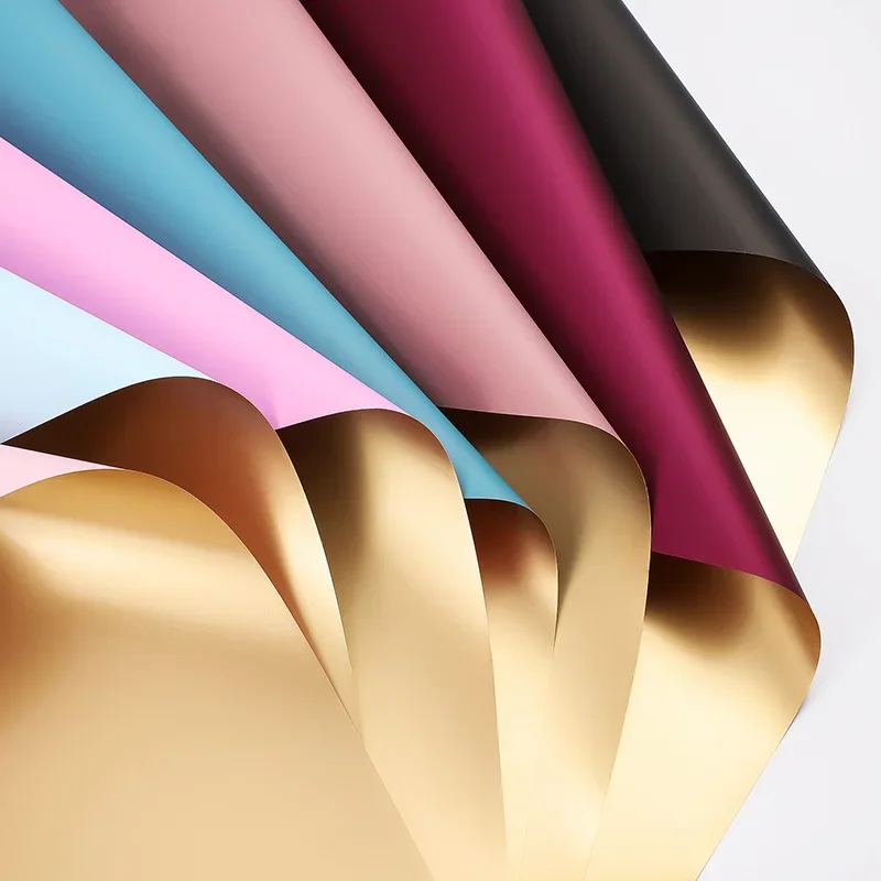 

58*58cm 20pcs/lot Golden Flower Wrapping Paper Bouquet Floral Gift Packaging Material Package Waterproof Flower Paper