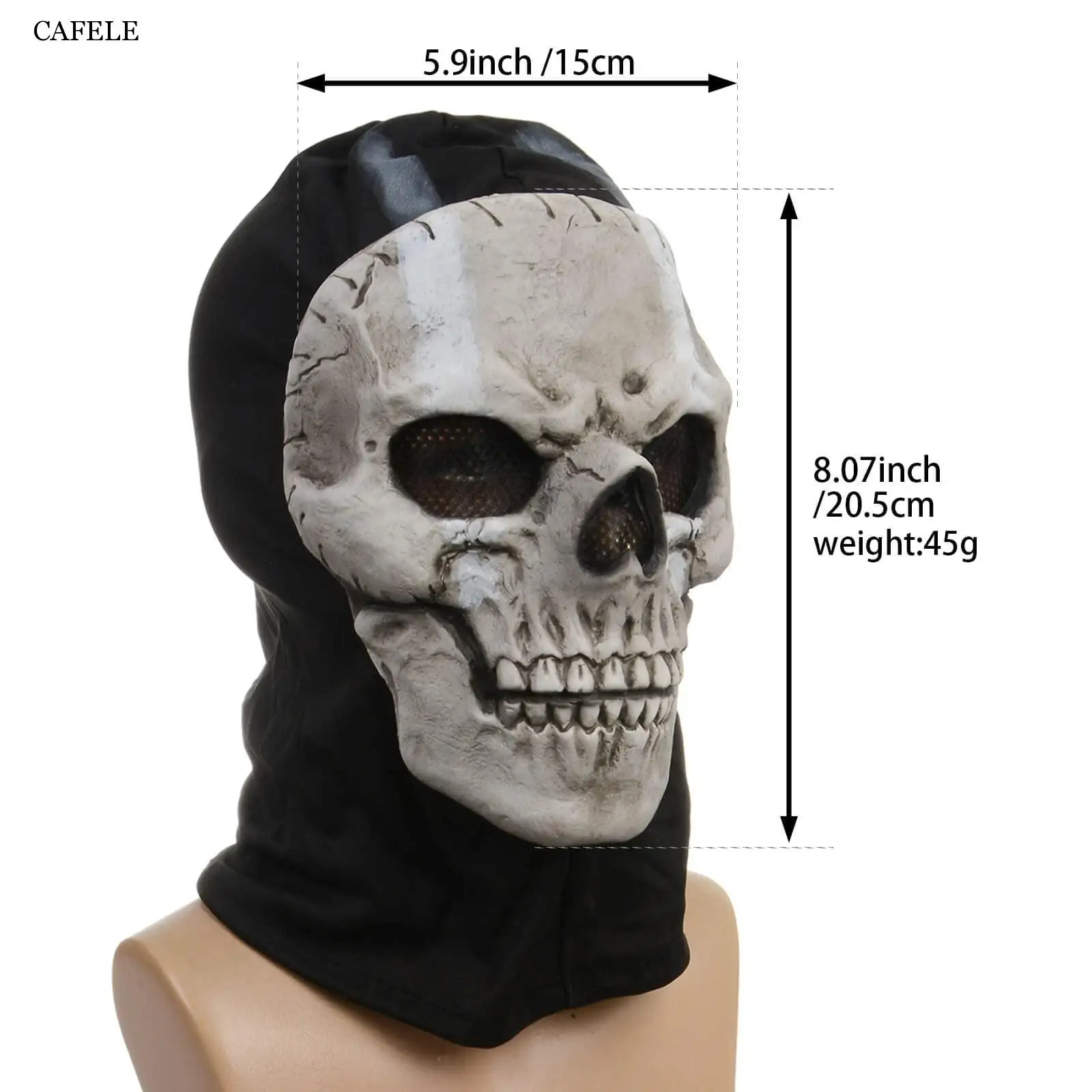 Cafele Halloween Ghost Mask MW2 War Game Ghostface Mask Call Of Duty Scary Full Face Skull Mask Halloween Costume for Men Women