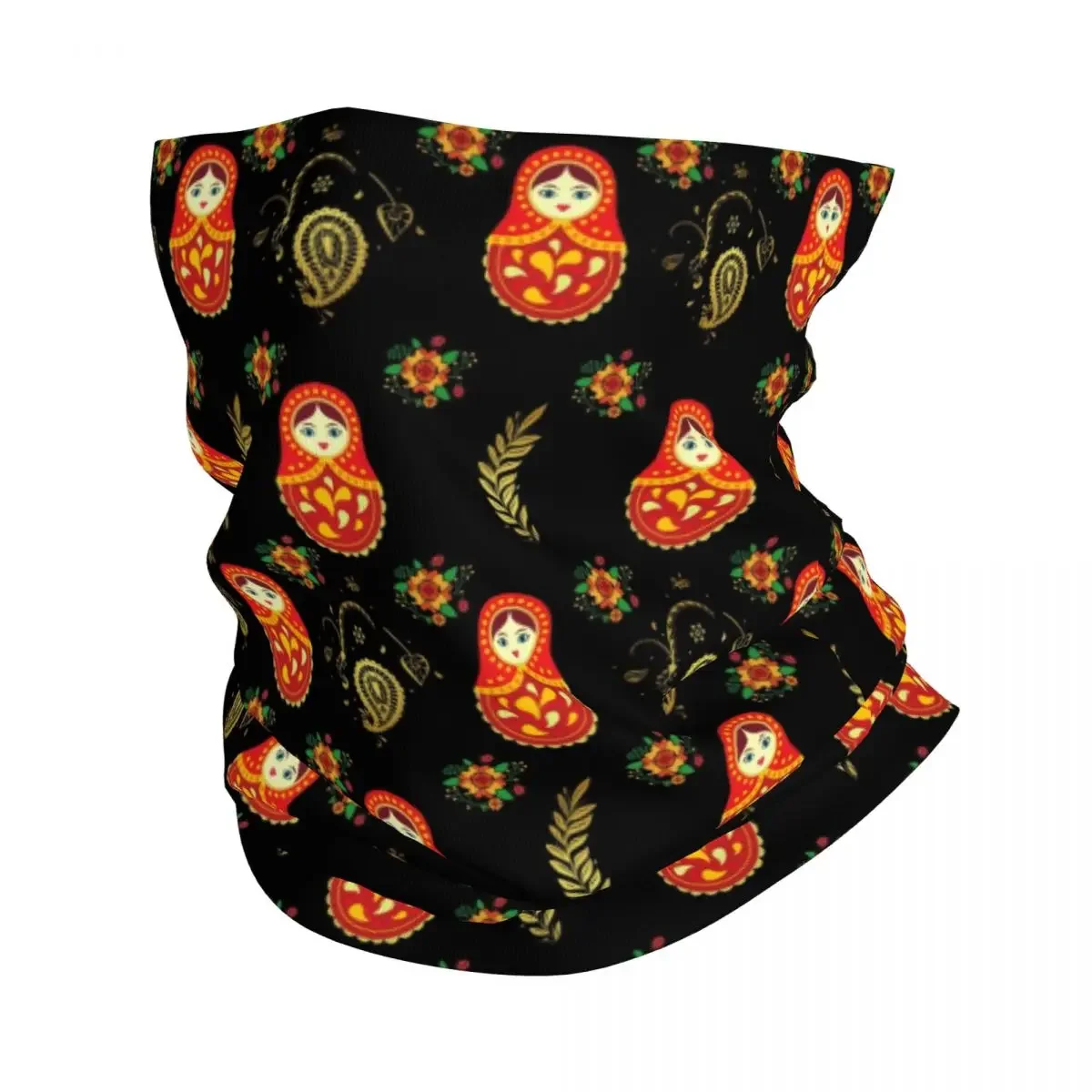 Matryoshka Russian Doll Pattern Bandana Neck Gaiter for Ski Running Women Men Wrap Scarf Russian Folk Art Headband Warmer