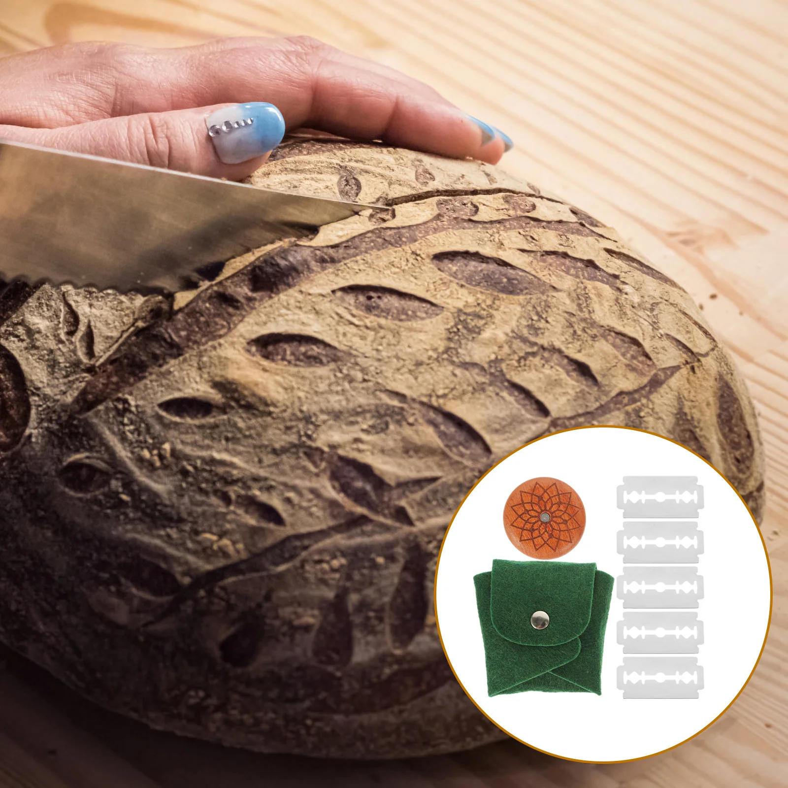 

1 set 1 Set Scoring Tool Wooden Dough Scoring Knives Cutter Blade For Sourdough Baking Bread Cutting Knives Bread Baking Tools