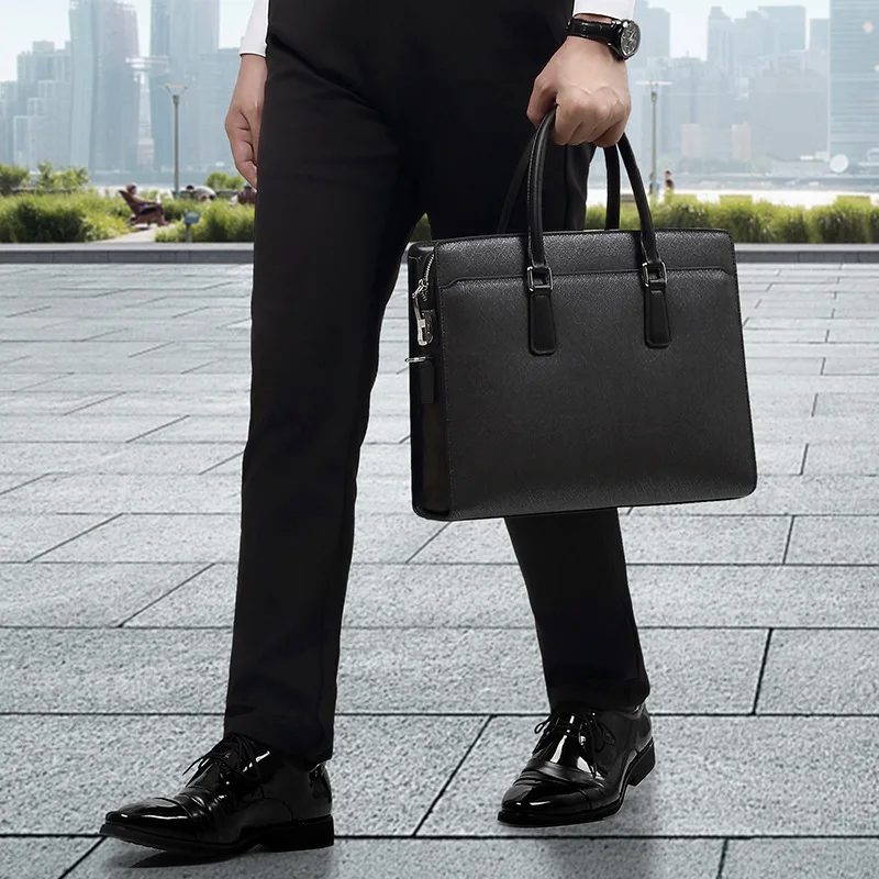 Nuova borsa a tracolla autentica da uomo in pelle borsa da lavoro moda antifurto con blocco password borsa da uomo di fascia alta da 14 pollici