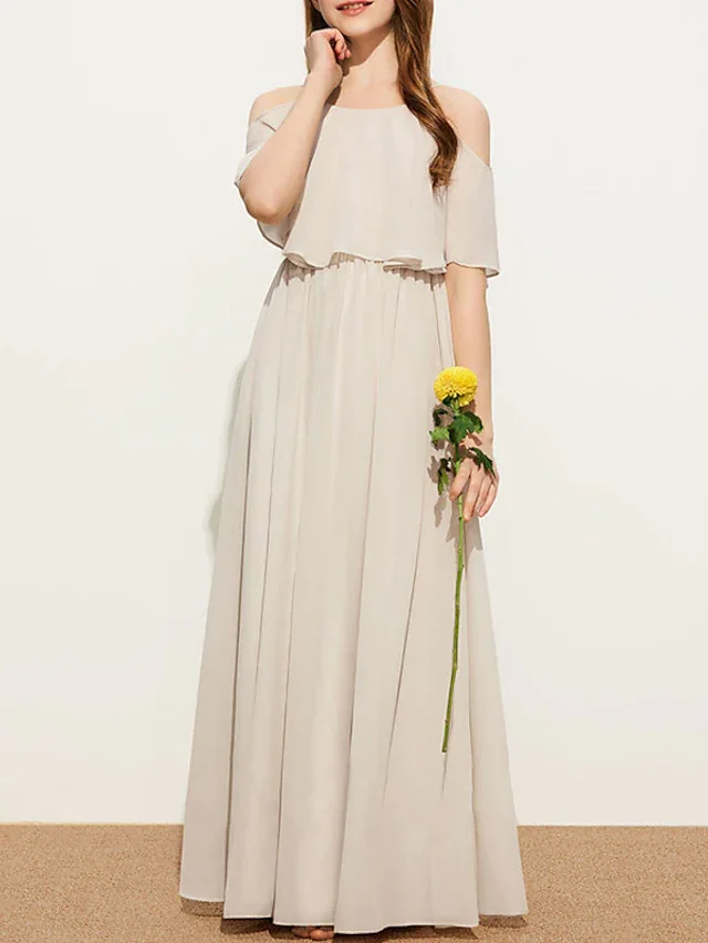 주니어 신부 들러리 드레스 Vestido Madrinha 드 Casamento Longo 결혼식을위한 꽃 파는 소녀 드레스 쉬폰 파티 Frocks for Girls