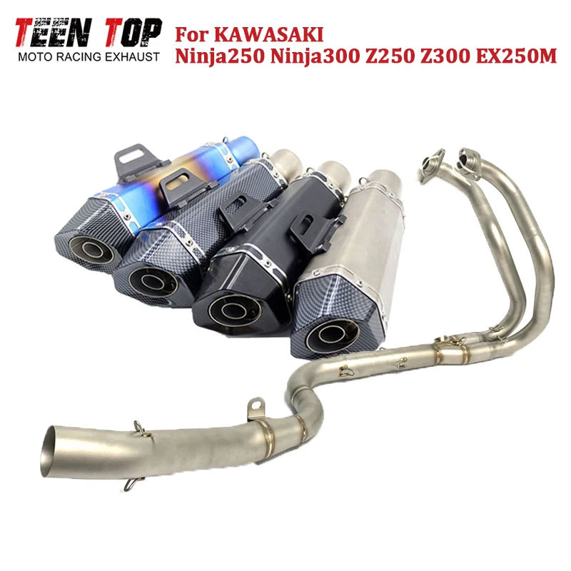 For KAWASAKI NINJA300 NINJA250 Exhaust System EX250M Z300 Z250 Exhaust Header 340mm Exhaust Muffler DB Killer 51mm Front Pipe
