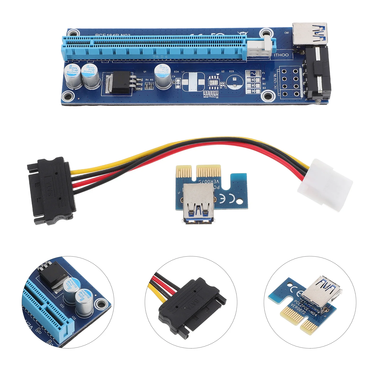 

1 set 1X To 16X Gpu Riser Adapter Card Extender Adapter For Mining Rig Pcie Riser Card Gpu Extension Cable Plug Play No Driver