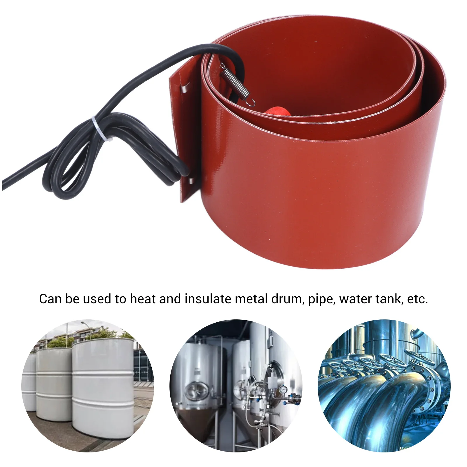 Barrel Heat Pad Barrel Heater Band Metall Drum Heater Silikon 200L 1000W 30-150 ℃   125 mm x 1740 mm Schaftwärmer-Heizbandpolster