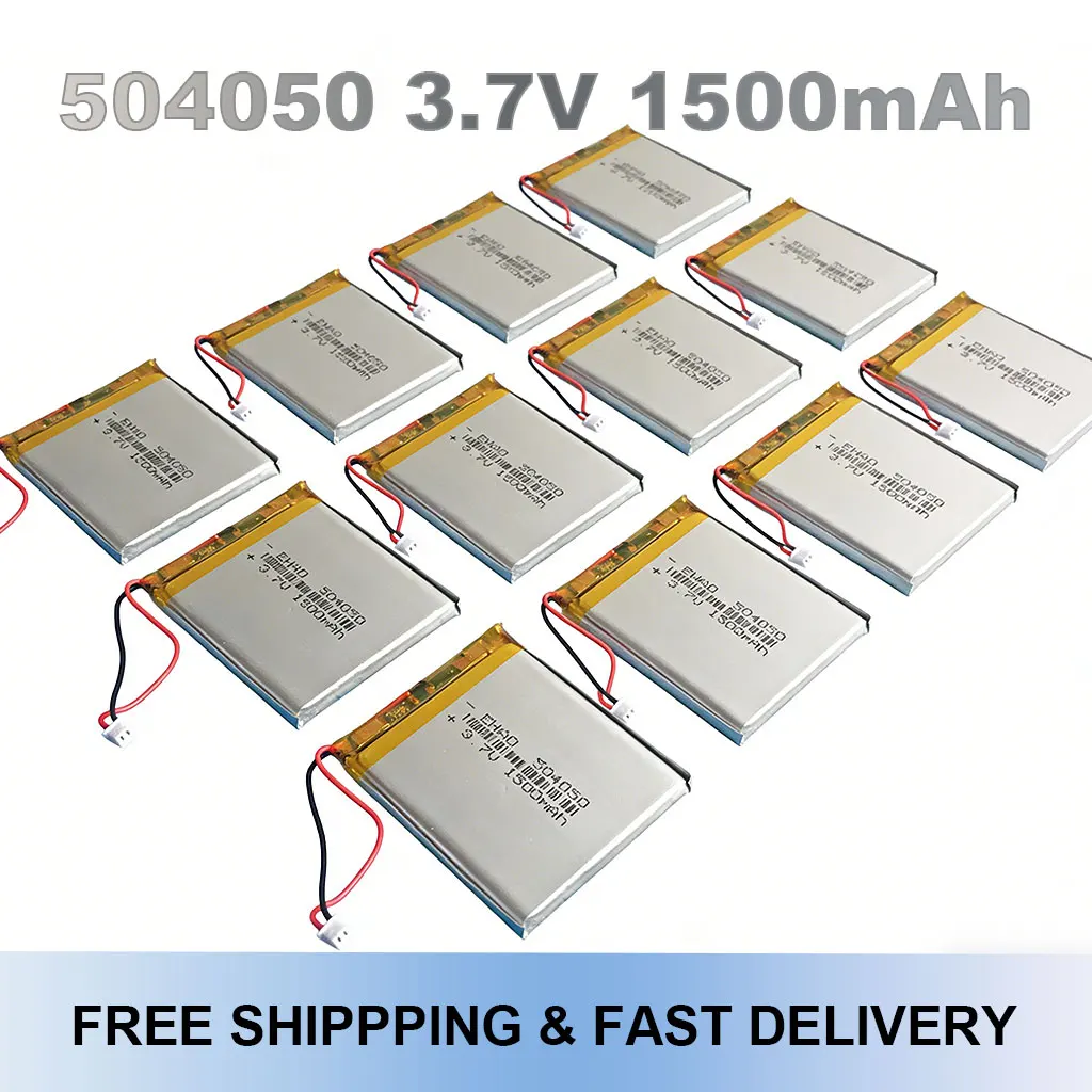 

3.7V 1500mAh 504050 Lithium Polymer Battery with JST 1.25mm 2Pin Connector for MP3 GPS Bluetooth Camera Speaker DVD Recorder