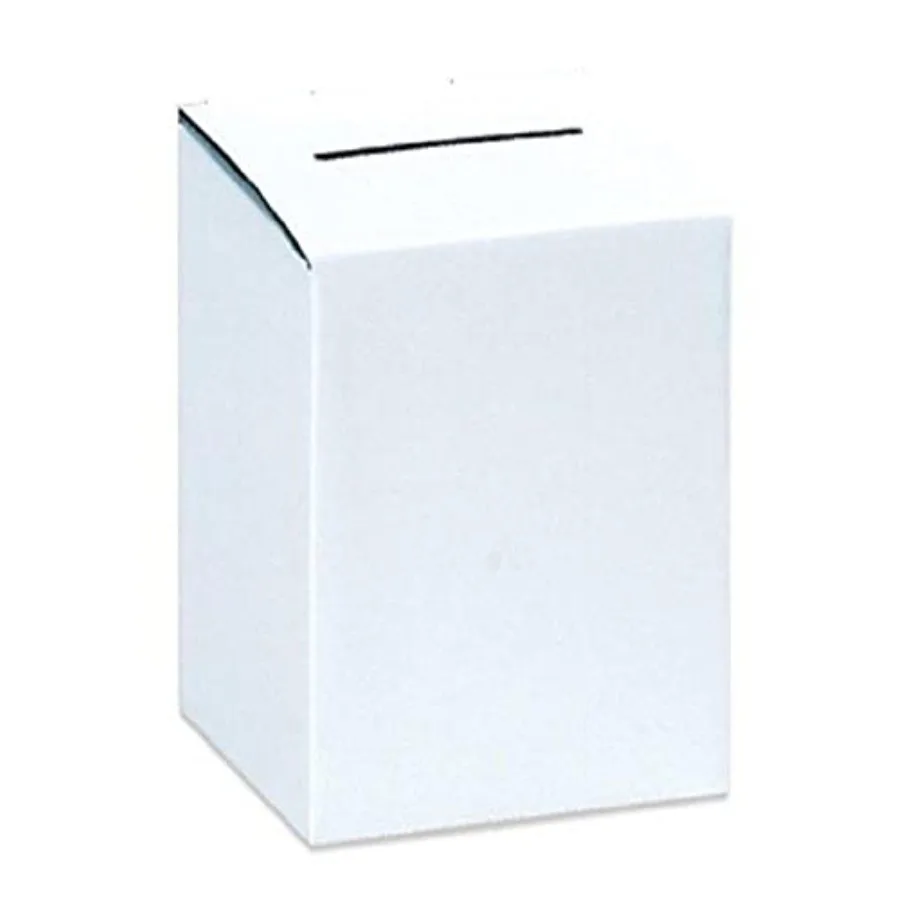 

Corrugated Cardboard Ballot/Suggestion Box, 10" Length x 10" Width x 9-10" Height, White, Pack Of 10, For Suggestions, Raffles,