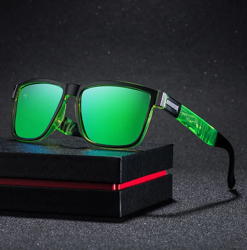 Modische Vintage Quadratische Sonnenbrille für Männer und Frauen, Luxus-Markendesigner-Sonnenbrille zum Fahren und Angeln, Fahrer-Brillen – Detail 2