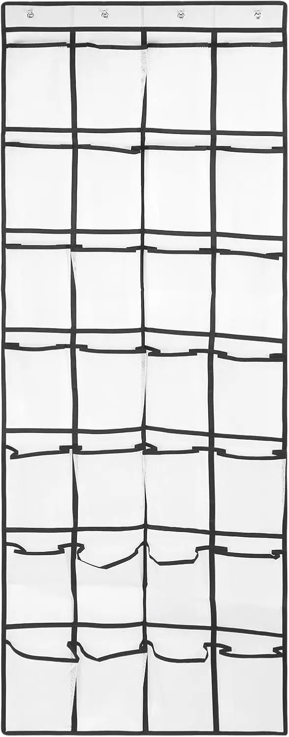 

28-Pocket Over-the-Door Shoe Organizer with Metal Hooks, Large Capacity Storage for Shoes and Accessories