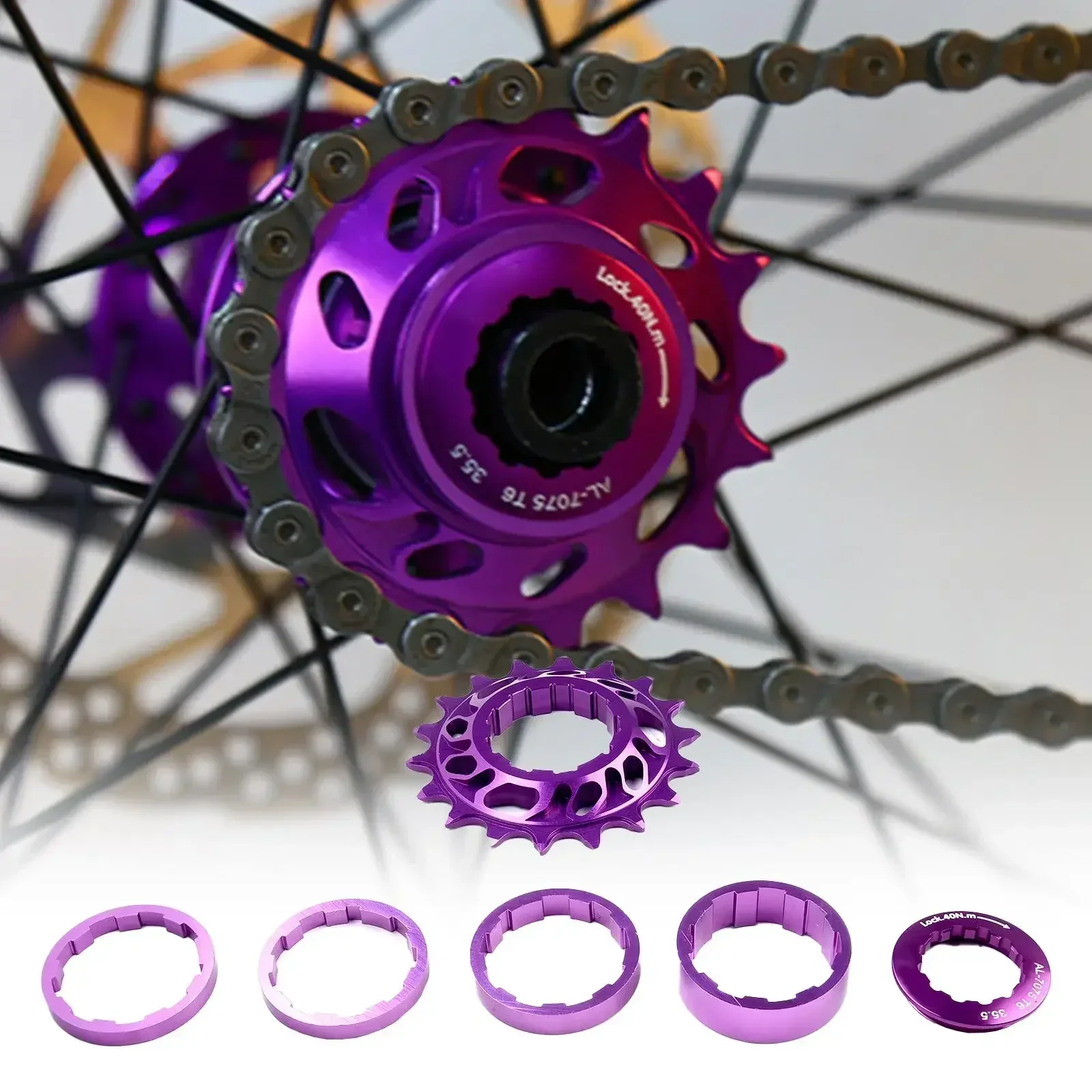 

Bike Single Speed Flywheel Conversion Kit Aluminum Alloy 18T Cassette Cog Mountain Road Bike Sprocket Cycling Freewheel Parts