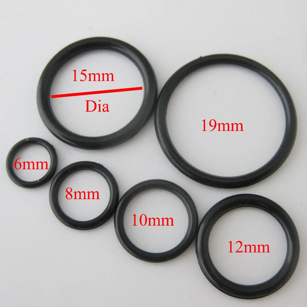 NBNNAL 50Pcs Clear/White/Black Multi-sizes O Rings Bra Belt Adjustable Buckles Plastic Sewing Accessories