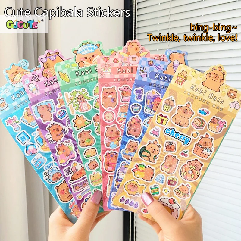 Cute Cartoon Capybara Stickers Waterproof Stickers School Supplies Diary Decoration Stickers Stationery Hand Account Decorate