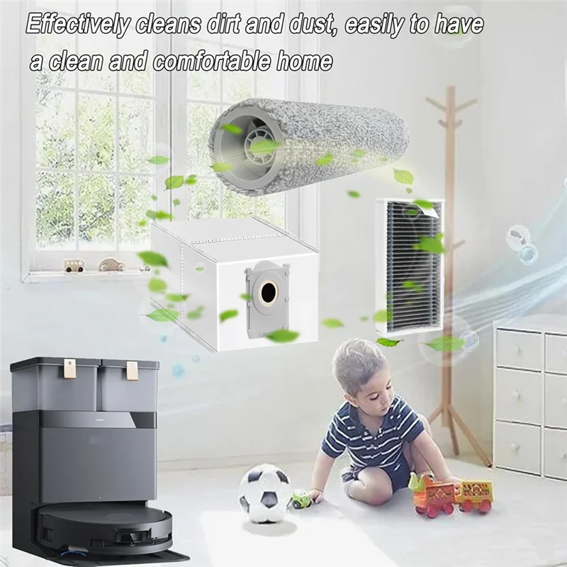 

B38B-Accessories For Ecovacs Deebot X8 Pro Omni Robot Vacuum Cleaner Roller Mop Pad, HEPA Filters, Dust Bags