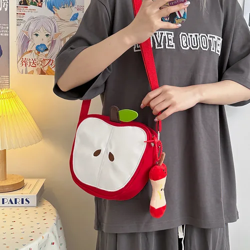 Imagen 2 del producto Bolsos de hombro divertidos de dibujos animados de frutas lindas para mujer, monederos para teléfono móvil con manzana y pera