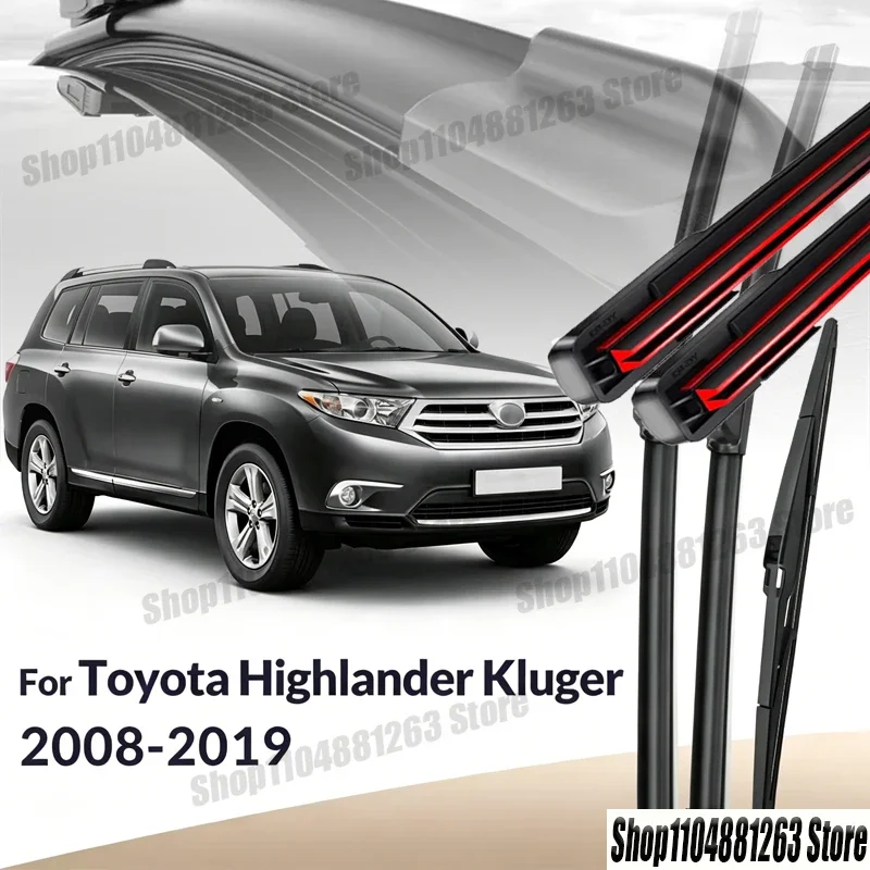 26+20+12 Wiper Blades Set All Weather Replacement Parts For Toyota Highlander XU40 XU50 2008-2019