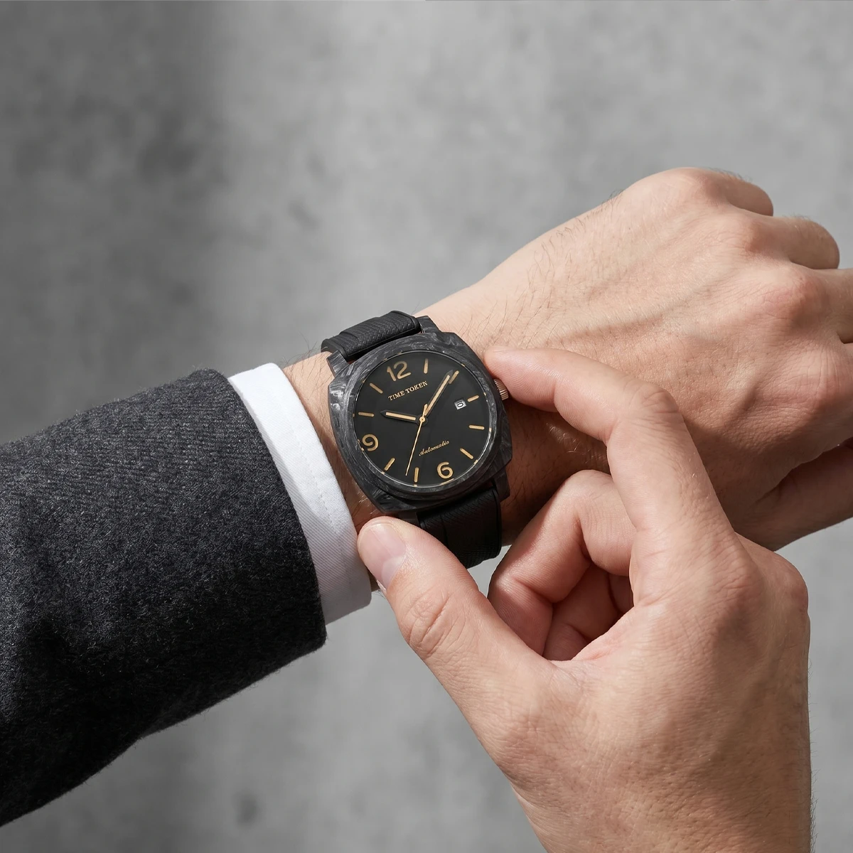 TIME TOKEN 2026 New Carbon Fiber Men Watches Luminous Calendar Automatic Watch 10Bar Waterproof  Mechanical Watches reloj T538