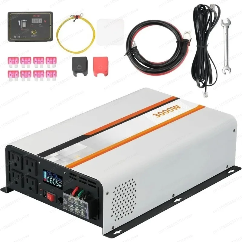 

Инвертор с чистой синусоидой мощностью 3000 Вт, DC 12В в AC 120В, с ЖК-дисплеем, пультом ДУ, USB-портом, 4 розетками переменного тока и клеммной колодкой