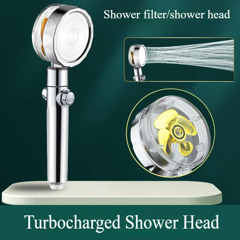 

Напорная душевая лейка с вращением на 360 градусов, водосберегающая, с турбопропеллером, аксессуар для ванной комнаты, насадка для душа