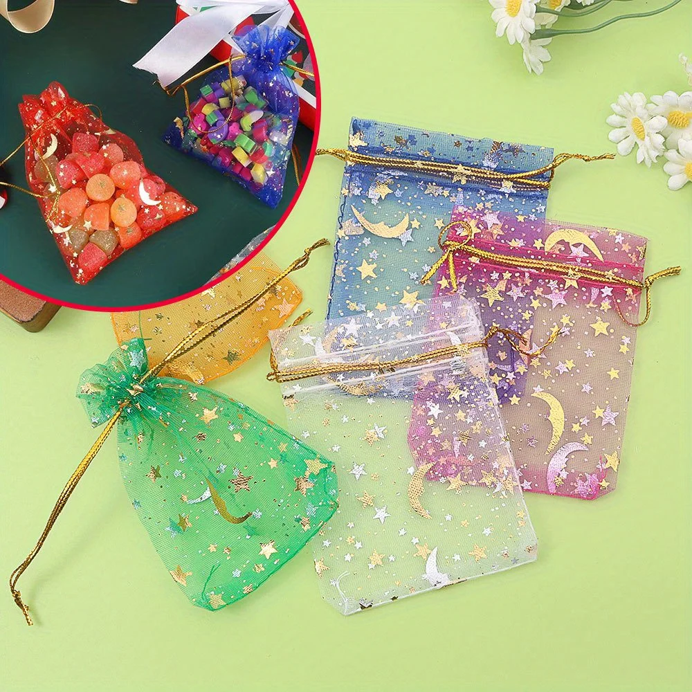 

10/30/50pcs Multi-color Star and Moon Pattern Gift Packaging Bags, DIY Wallet Bags, Valentine's Day Gift Decoration Accessories