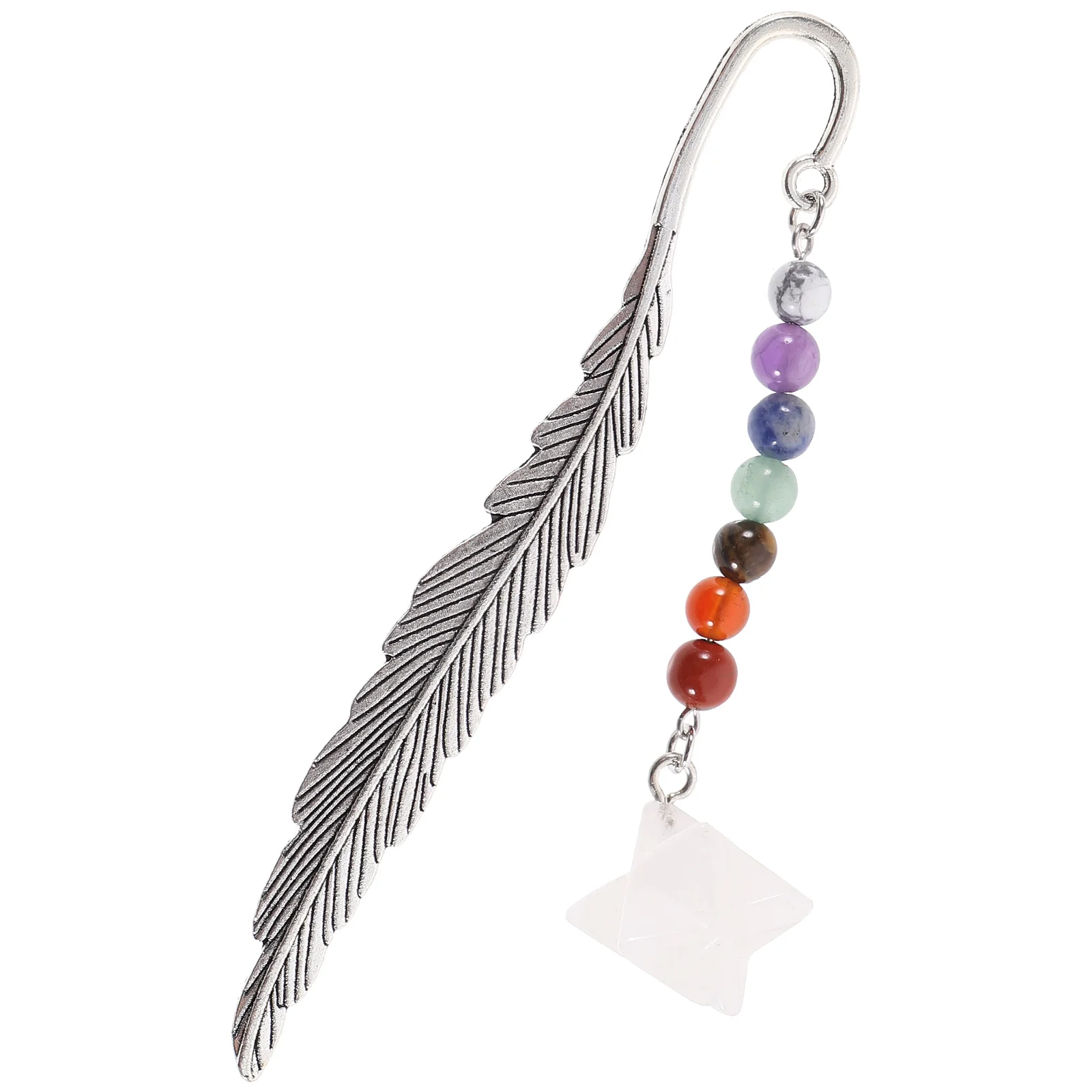 

Colorful Merkaba Pendant Metal Bookmark White Crystal Reading Bookmarks Plume Student Tools Teacher Gifts Retro