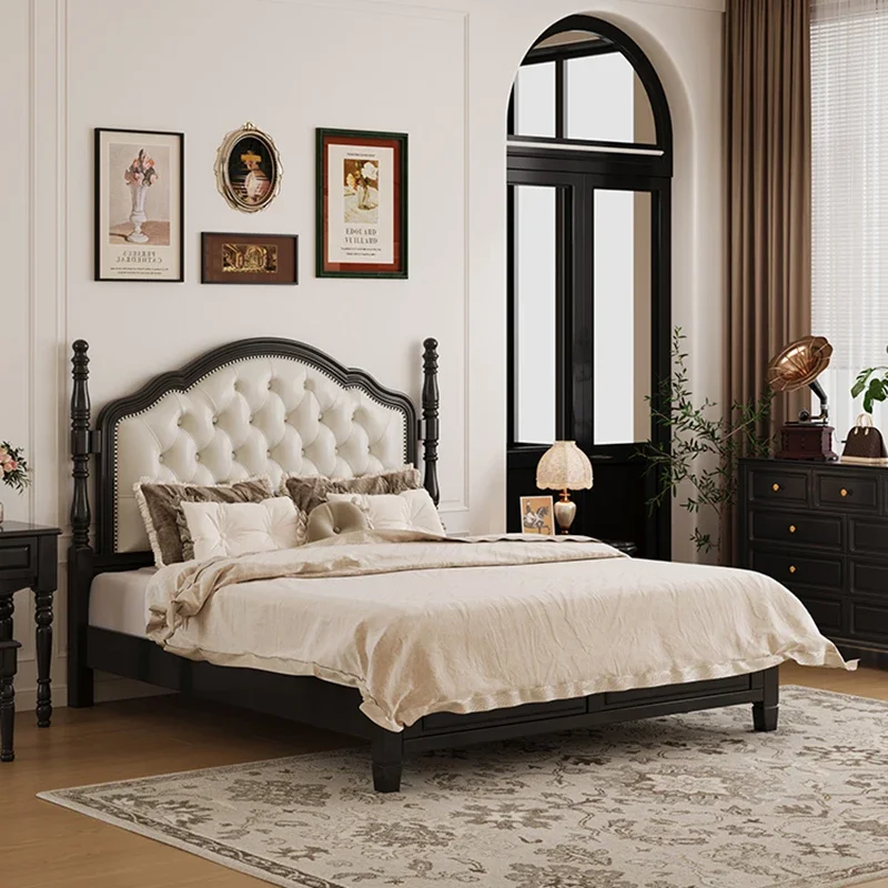 American Black Nordic Bed Pretty Low Profile French Style Bed Luxury Floor Camas Moderrnas Inteligentes Bedroom Furniture