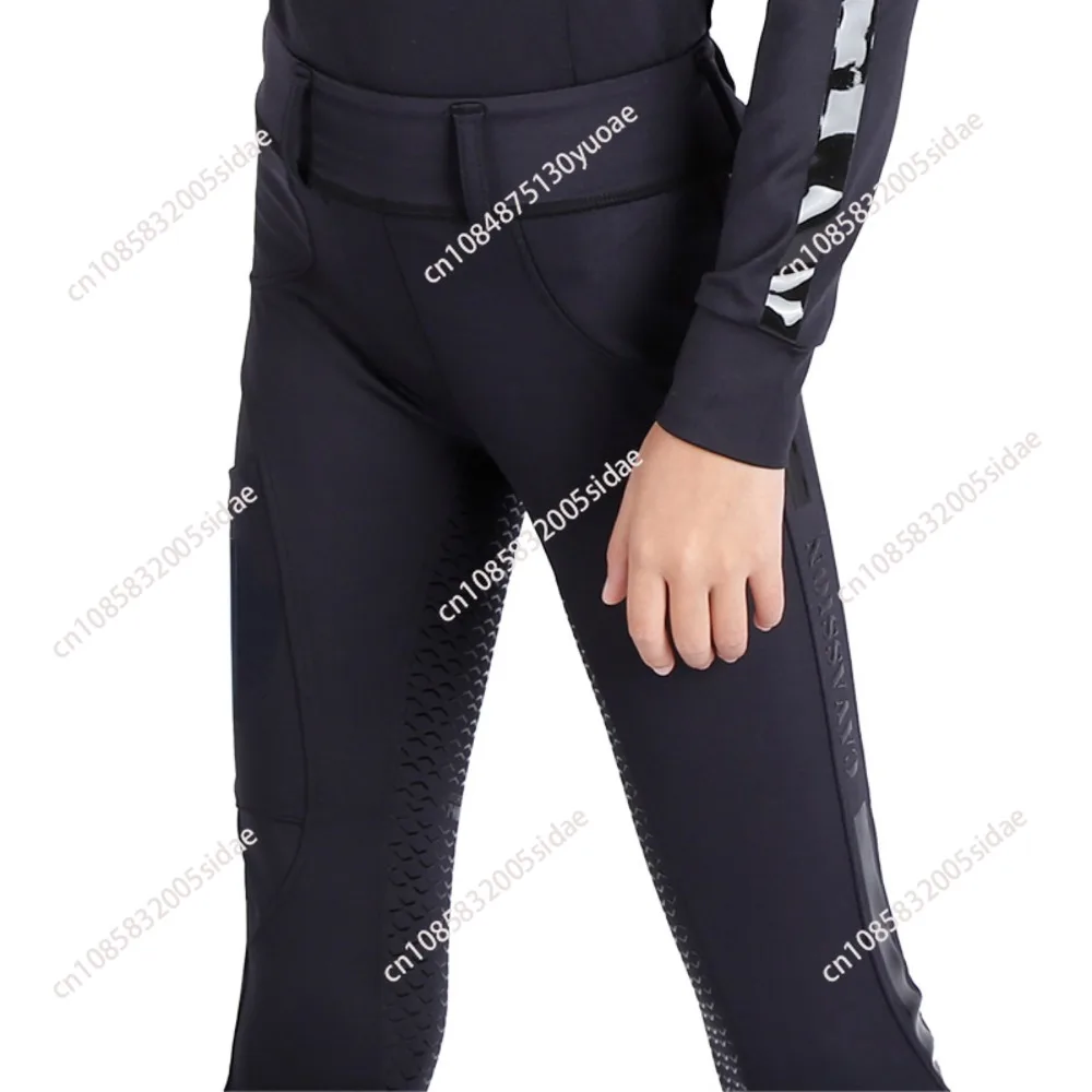 Black color pants for little rider ride horse gel breeches riding horse pants elastic trousers