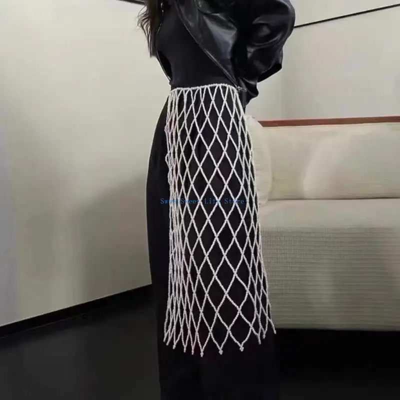 D5QB Gonna decorata con sofisticate perle finte con materiali robusti per eventi serali e riunioni lavoro