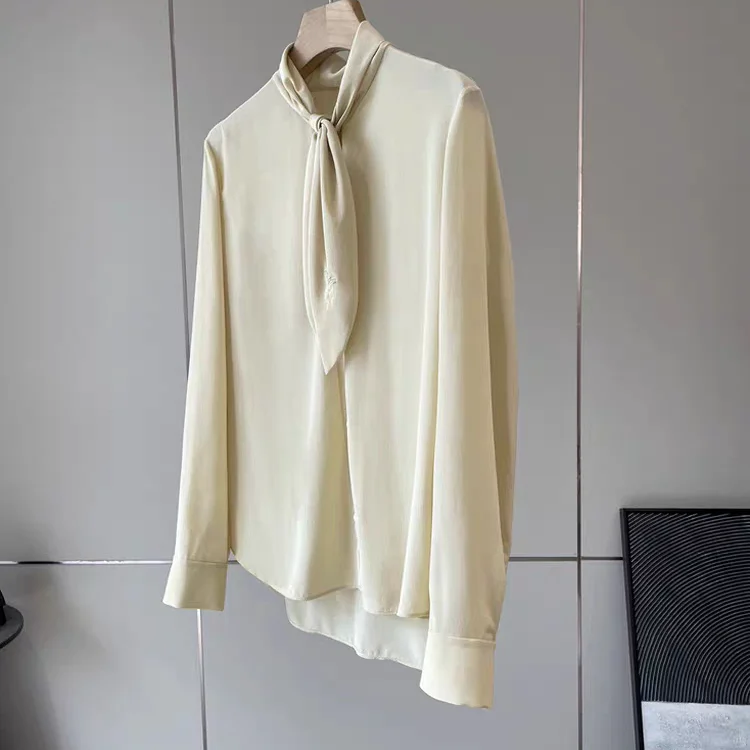 

Elegant Long Sleeve Shirt with Scales And Wrinkles Draping Belt Spring 2026 New Arrival Women's Fashion Iron-Free Clothing