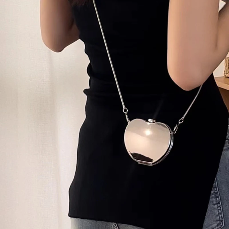 Womens Mini Glossy Acrylic Round Small Bags Elegant Mini Square Bags Single Shoulder Crossbody Zero Wallet Small Headphone Bags