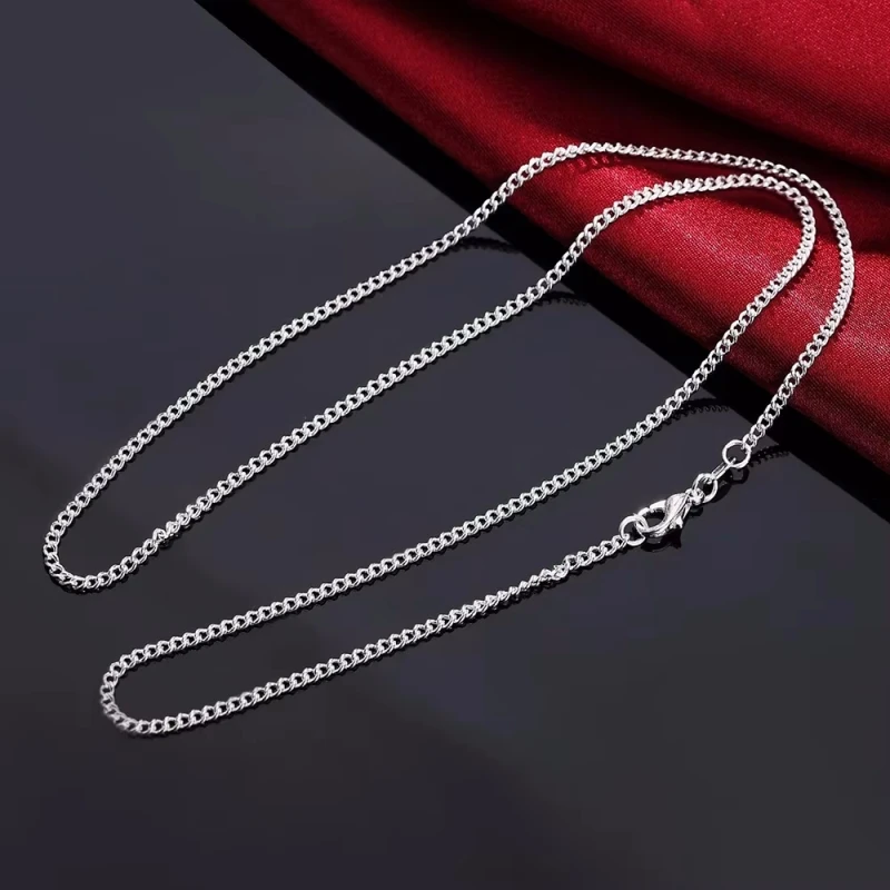 New 925 Sterling Silver Necklace 16/18/20/22/24/26/28/30 Inches 2MM String Chain For Women Men High Quality Jewelry Gifts