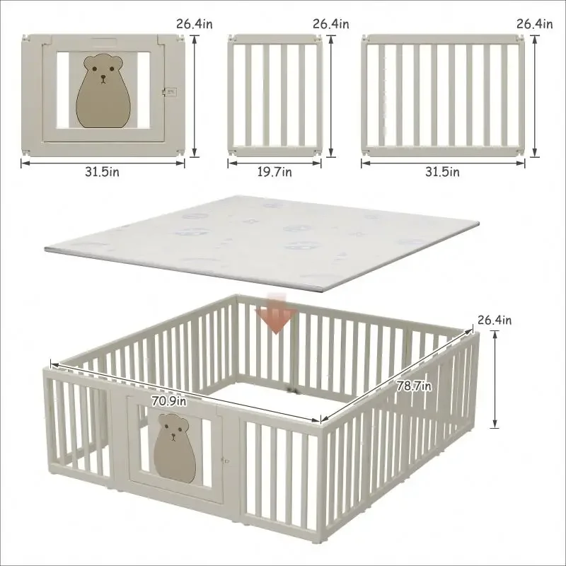 Kids Cribs Baby Playpen for Children with Mat Large Playard for Toddler