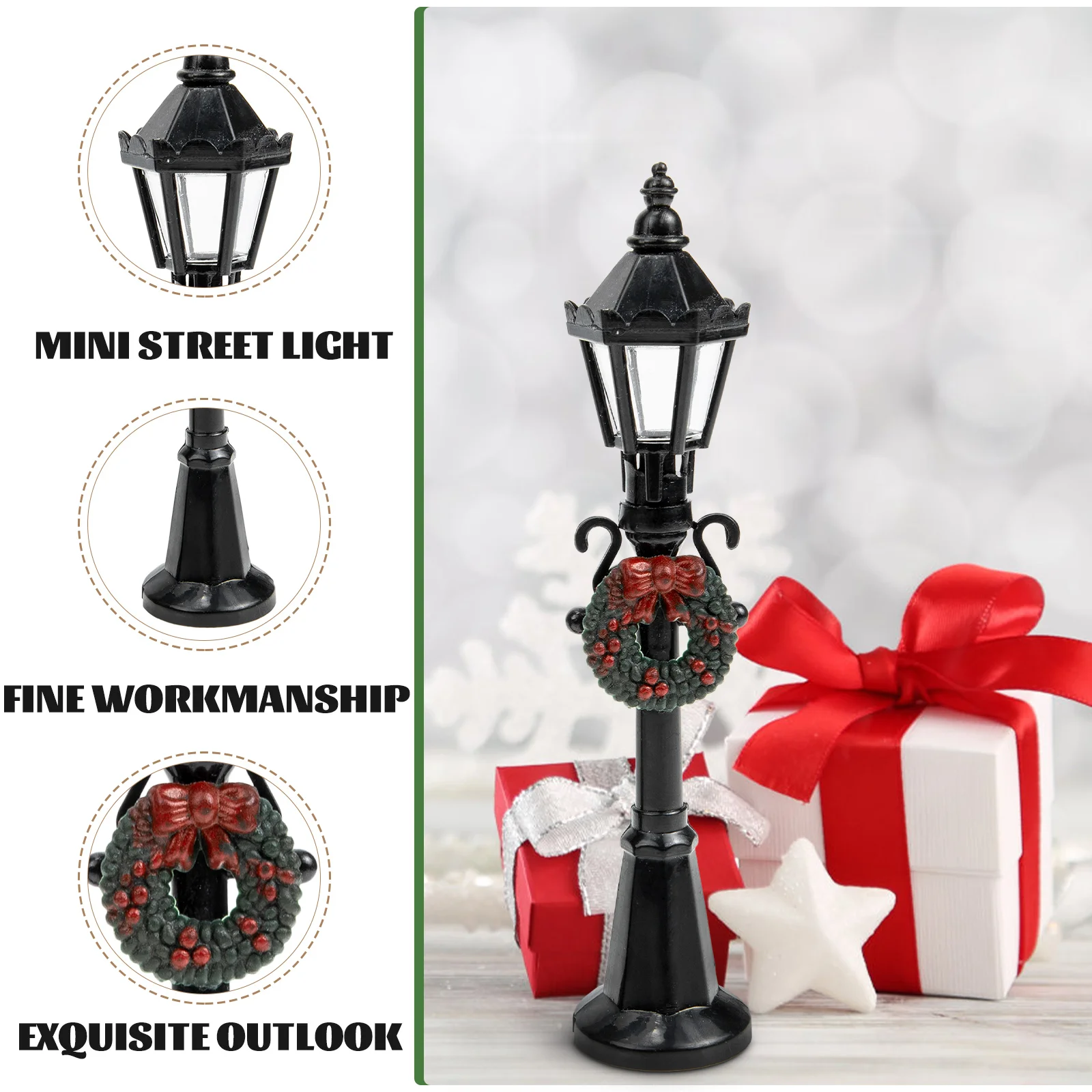 6 Pcs Mini Dolls Christmas Miniature Street Lights Lamp Model Post Streetlight Decor Sand Table House Supply