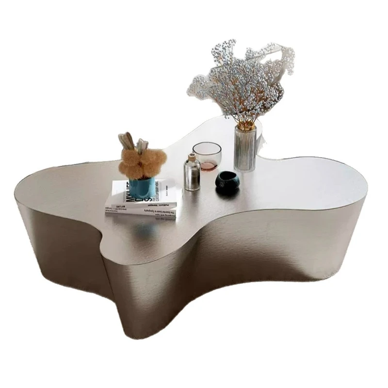 

Nordic light luxury Internet celebrity stainless steel living room water table special-shaped display table