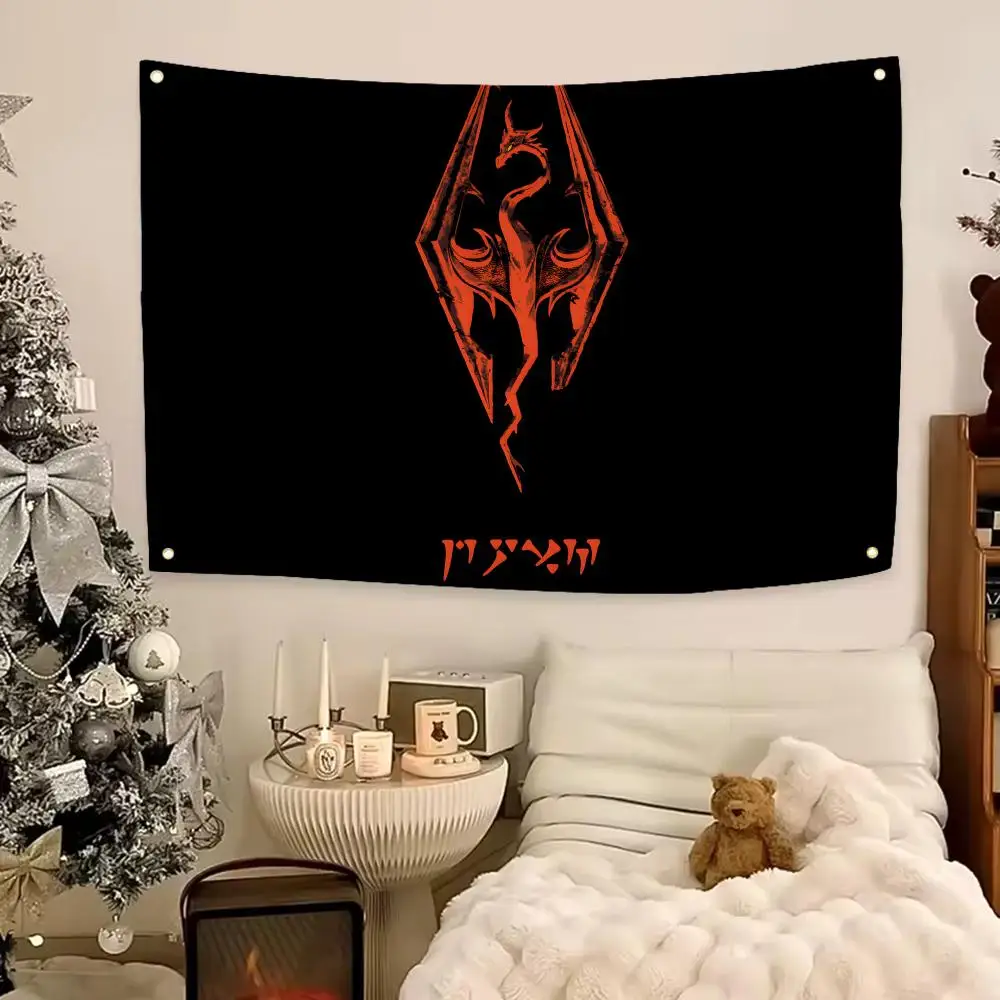Legendary Game The Elder Scrolls Flags Aesthetic Wall Hanging Flag Banner Bedroom Living Room Home Decor Large HD