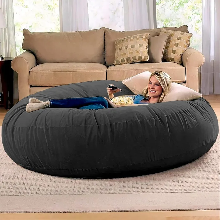 6 Foot Cocoon Large Bean Bag Chairs for Adults, Black