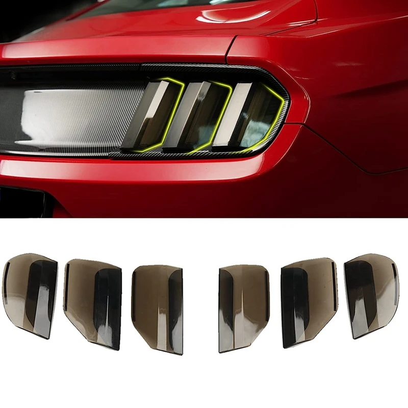 Tail Light Cover Taillight Cover Guard Trim Frame Accessories For Ford Mustang 2015 2016 2017, Smoke Black