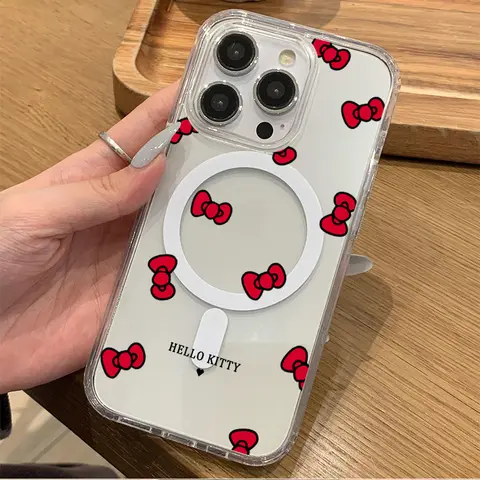 नया हैलो किट्टी बोनॉट मैगसेफ वायरलेस चार्जर फ़ोन केस iPhone 16 16E 15 14 Pro Max X XS XR 7 8 Plus SE 2020 के लिए क्लियर कवर 8 best sales मैगसेफ एनीमेशन - №6