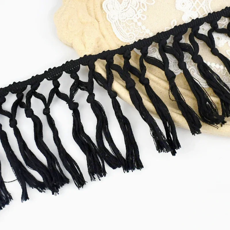 2/5 Meter Meetee 9/10 cm Baumwolle Quaste Spitze Stoff Geknotetes Band Garn Besen Sling DIY Handwerk Heimtextilien Vorhang Nähen Zubehör