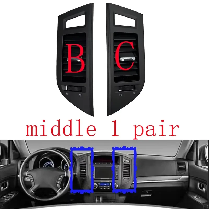 Car Dashboard AC Vent Outlet Trim Panel for Pajero 2006-2021 4th Gen Air Circulation Improvement Interior Decor