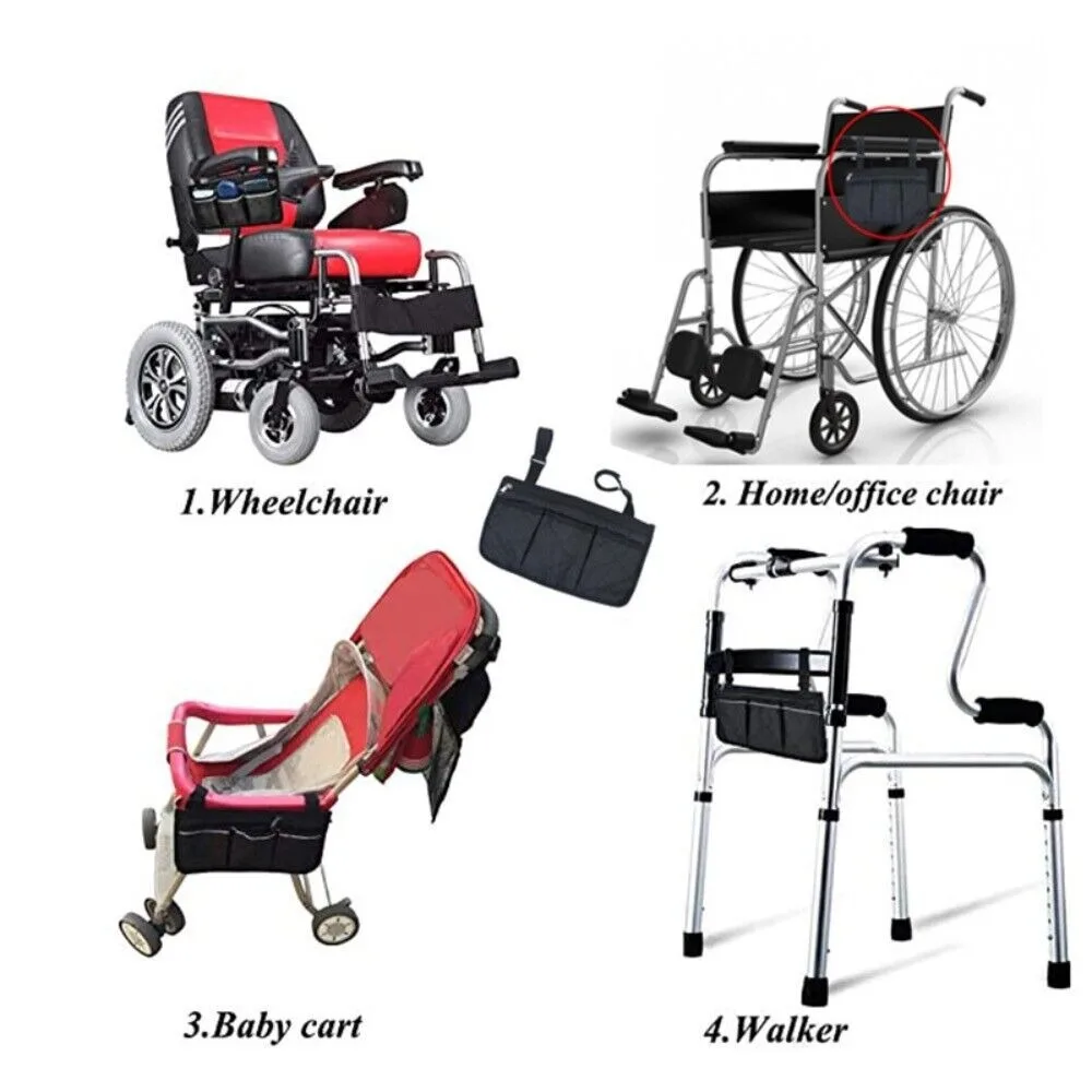Multi-pocket Wheelchair Hanging Bag Multifunctional Large Capacity Arm Rest Pouch Waterproof Baby Stroller Hanging Bag Stroller